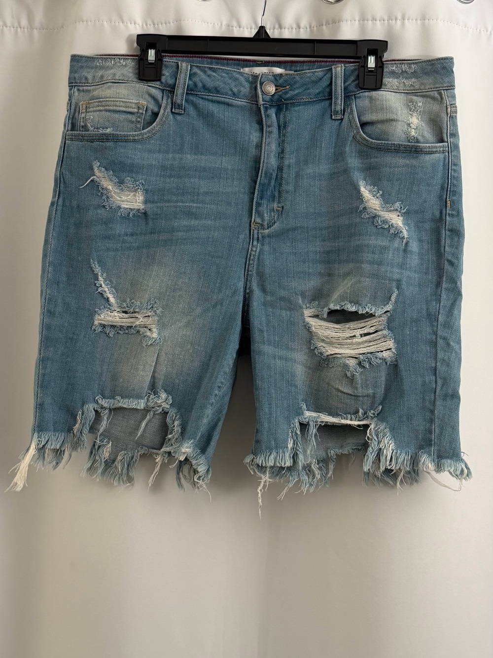 Cello Light Blue Distressed Denim Jean Shorts